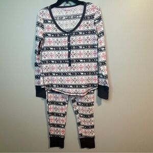 Victoria's Secret Pink and Grey Thermal PJ Set M